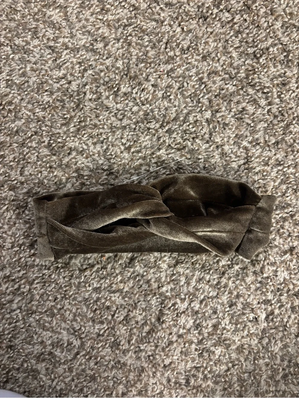 Velvet Twisted Headband in Olive Brown
